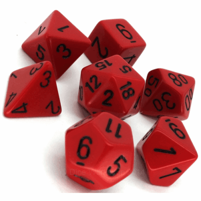 Dés en boite Opaque Red w/black