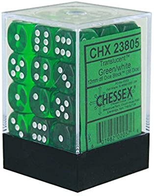 Boite de 36d6 Translucent Green w/white