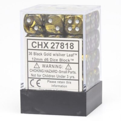 Boite de 36d6 Leaf Black Gold w/silver